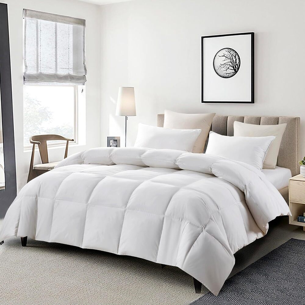 Goose Feather Down Fiber Comforter King Size - 100% Cotton Cover Duvet